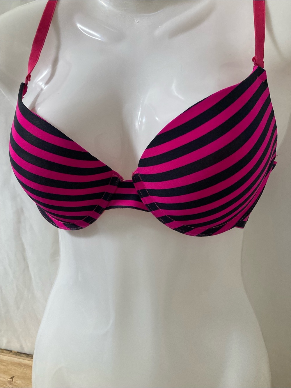 Prima Valentina Pink Black Striped Push Up Bra 36C